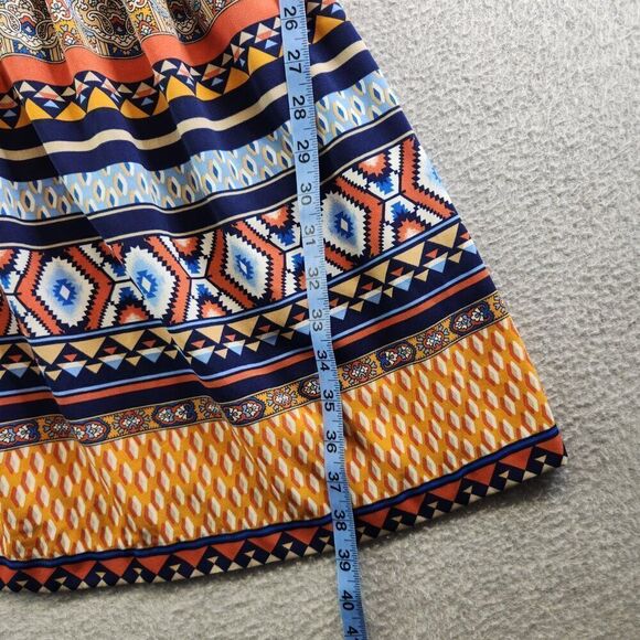 Betsey Johnson Dress Womens 12 Peasant Smocked Waist Boho Aztec Southwestern - Picture 14 of 16